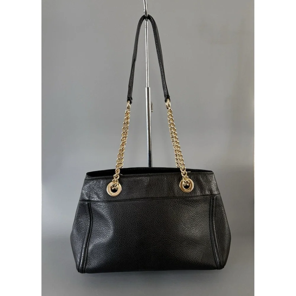 Coach Purse Brooke Chain Carryall Black Polished Pebble Leather EXCELLENT!